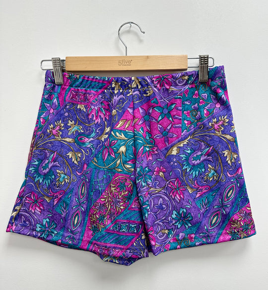 Short upcylé violet à motif Taille M