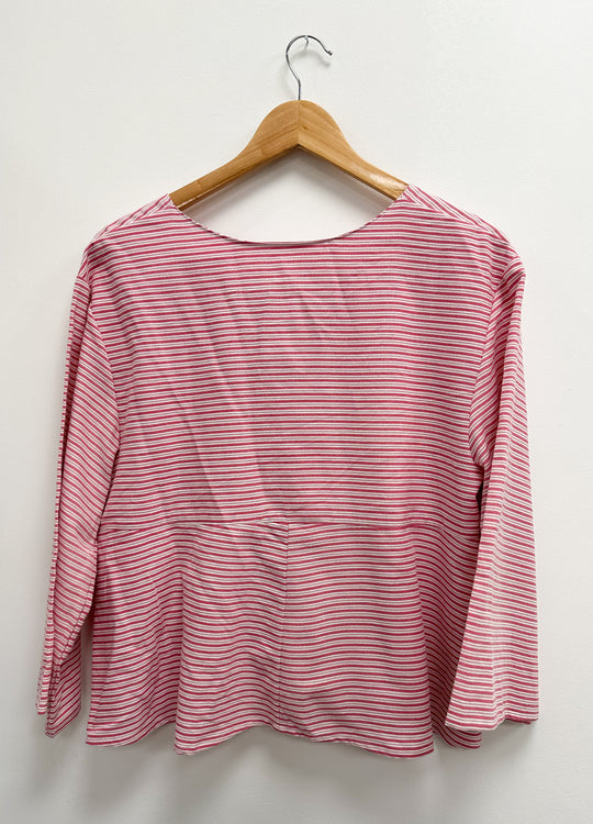 Blouse upcyclé rouge et blanche - L