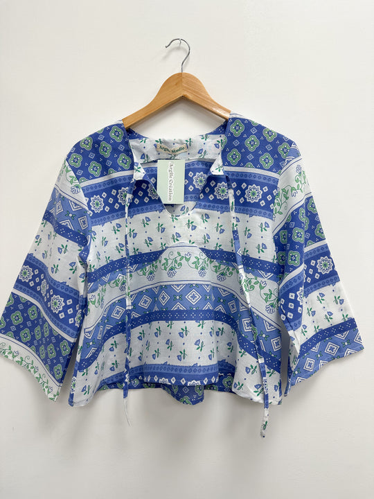 Blouse upcyclé motifs provinciaux - S