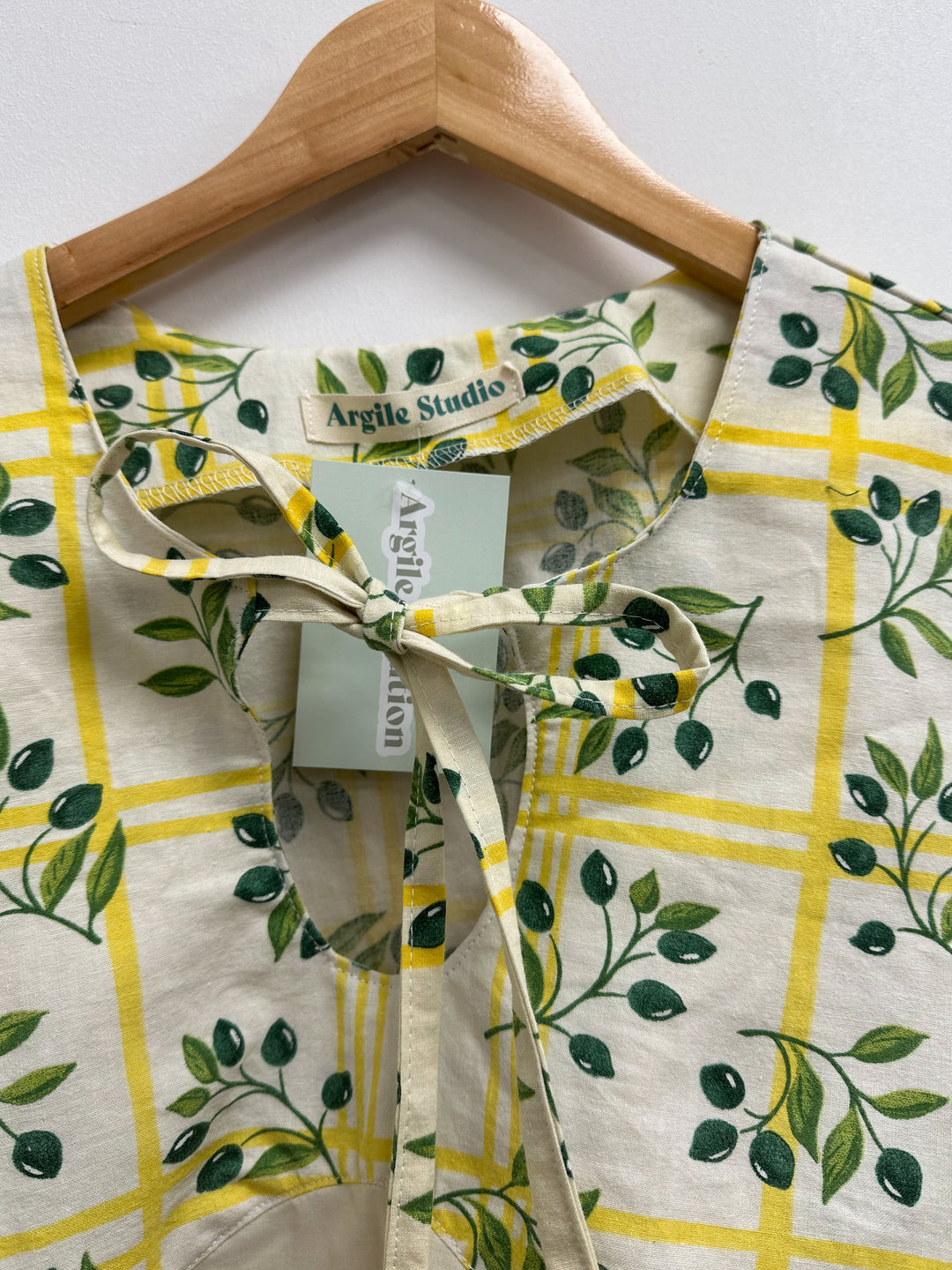 Blouse upcyclé jaune à motifs - S