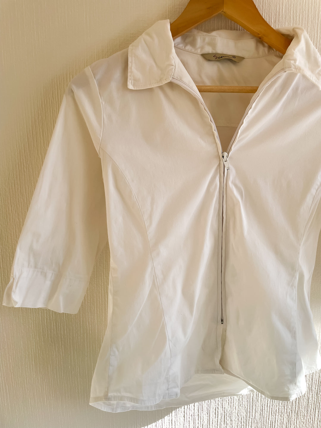 Chemise manches 3/4 blanche avec zip - taille S/M