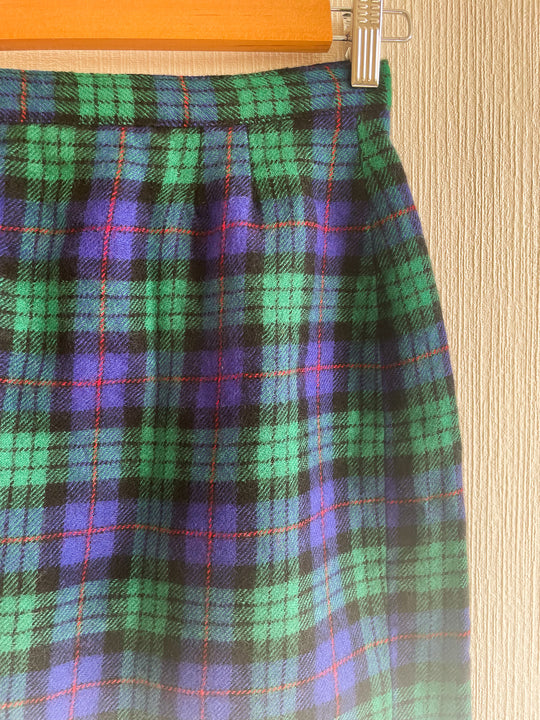 Mini Jupe coteaux écossais bleu et vert - taille S