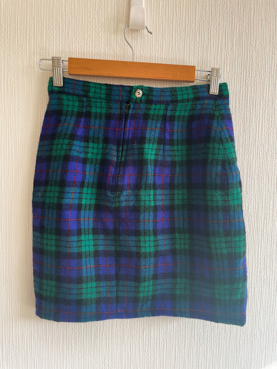 Mini Jupe coteaux écossais bleu et vert - taille S
